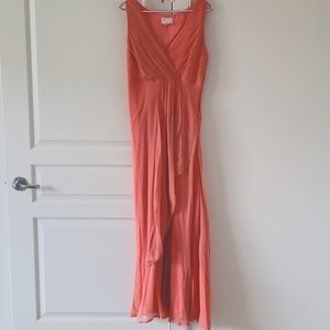 Crepe Maxi dress in Coral